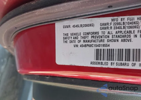 2005 Subaru Outback 2.5Xt из США, поврежденный, VIN 4S4BP68C154319554